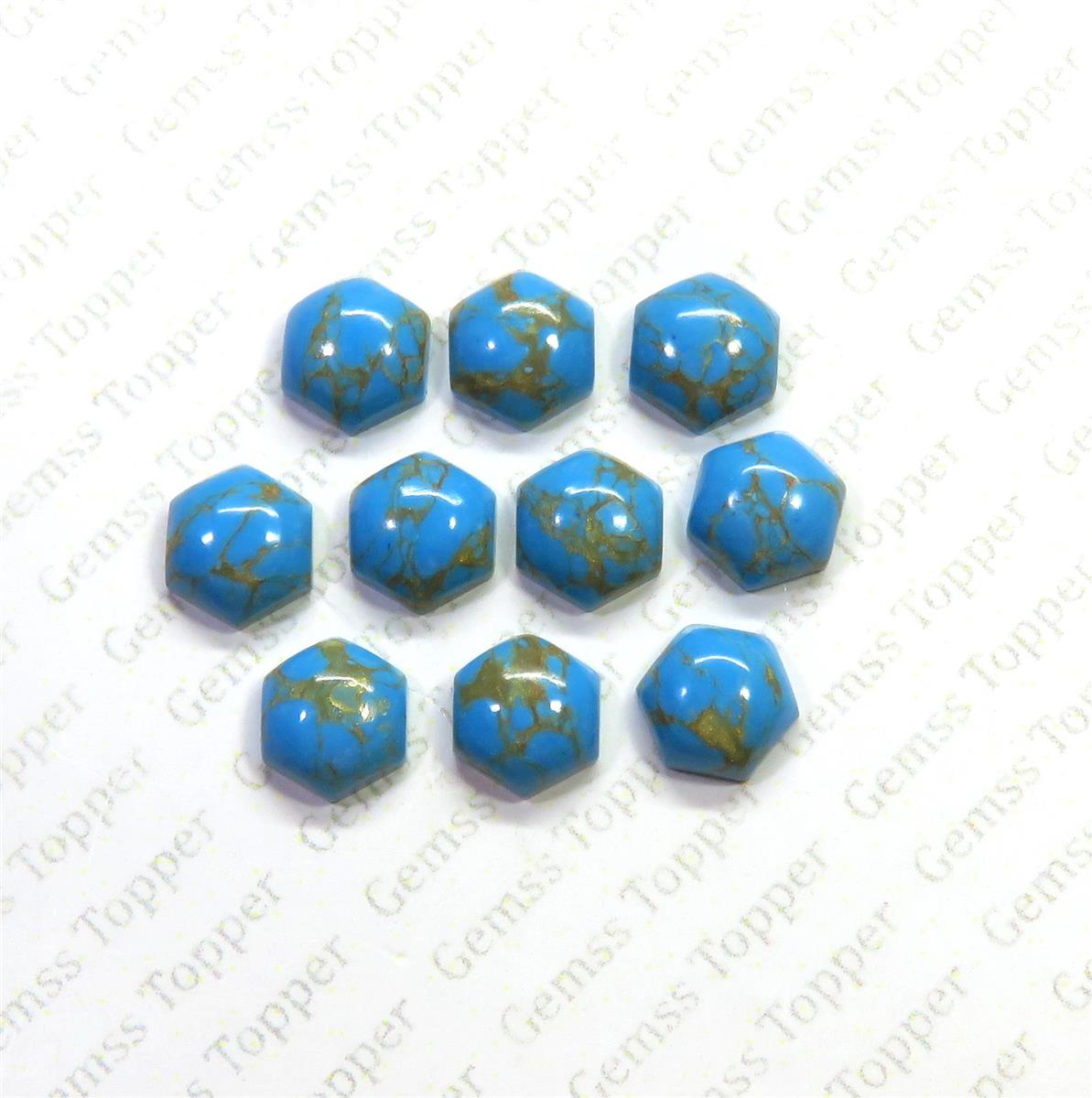 Blue Mohave Turquoise 10x10 mm Hexagon Cabochon